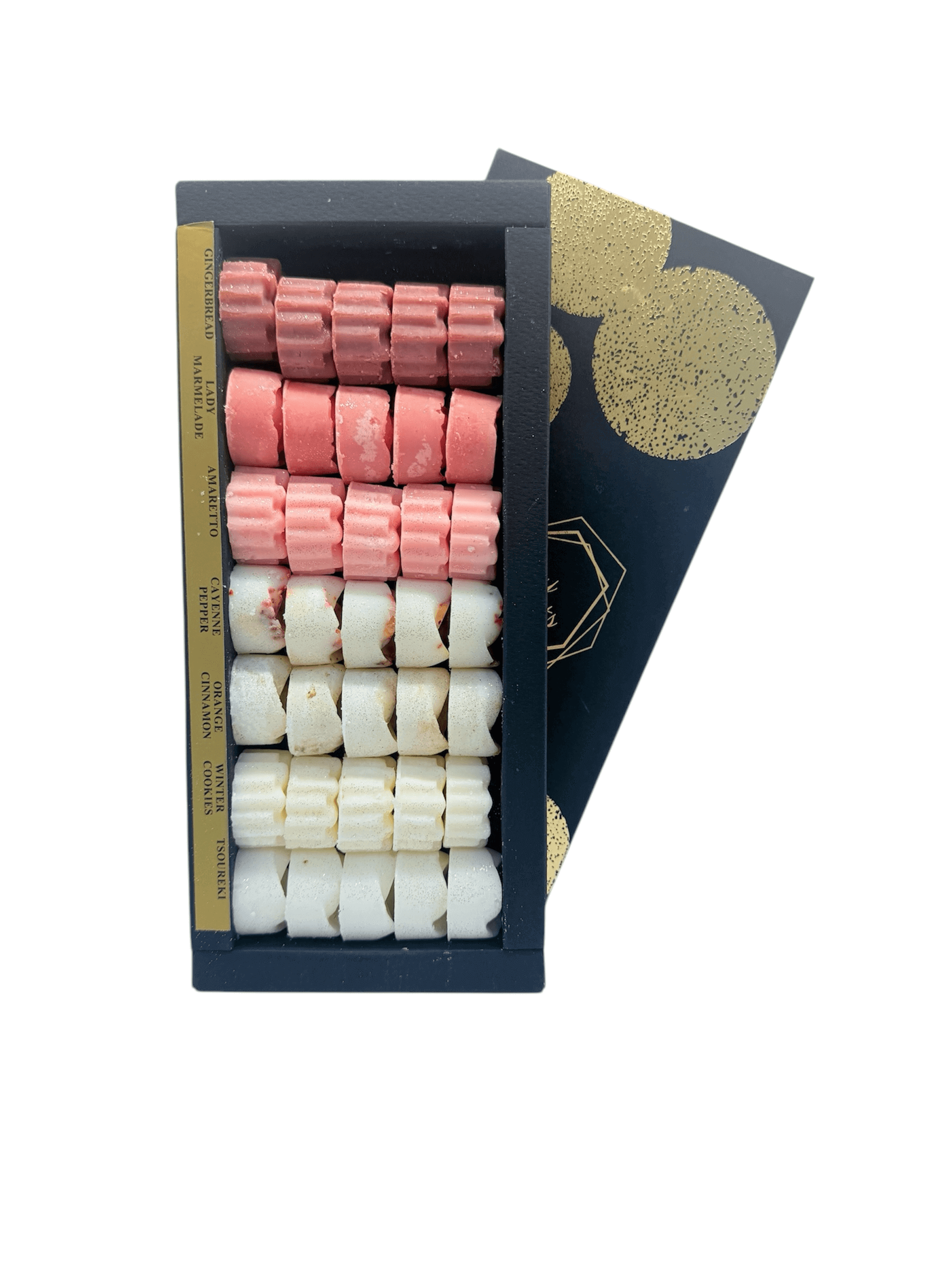Wax Melts 35τμχ blue lotus/dove/aegean fresh/rich famous/lime pergamono/vanillaqueen/purpleorchid